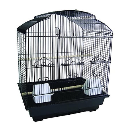 Peticare 1784-4724BLK Bar Spacing Barn Top Bird Cage with Stand - Black PE4242119